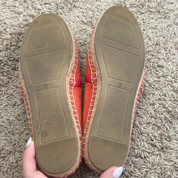 Tory Burch Women Red Canyon Suede Calf Leather Logo Espadrille Flats Size 7.5 - Picture 10 of 11